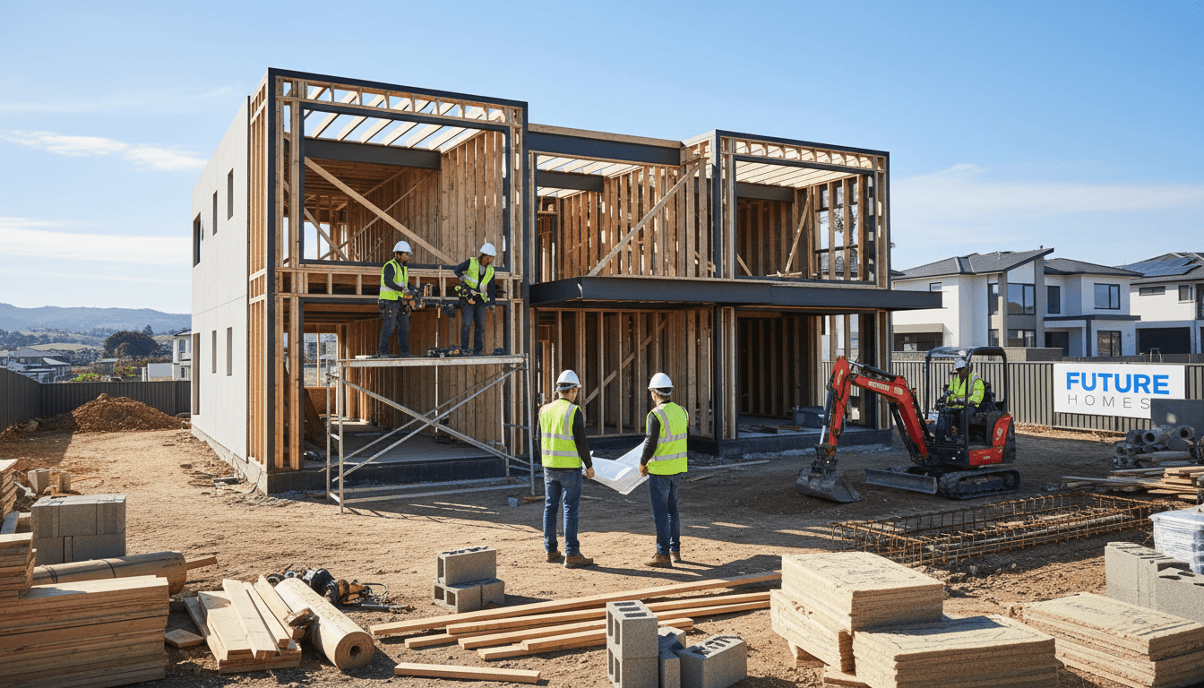 Professional construction team building new home in Melbourne