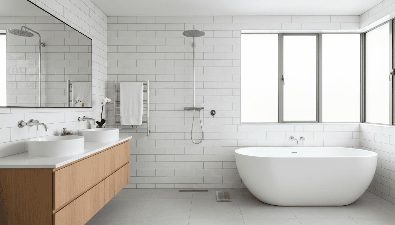 Bathroom renovation with professional tiling and fixtures