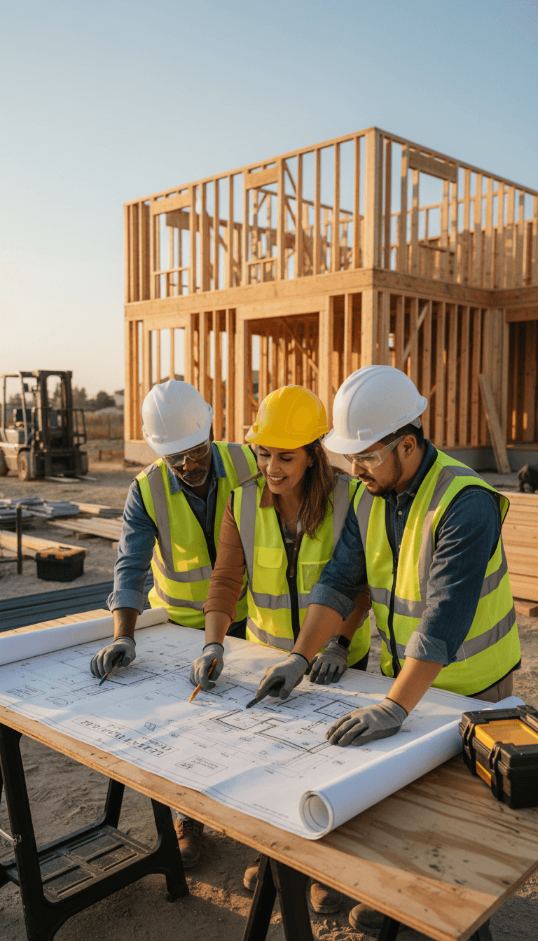 Attari Constructions team member reviewing project plans on site